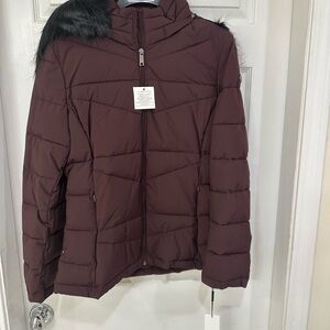 Women's Burgundy Puffer Jacket